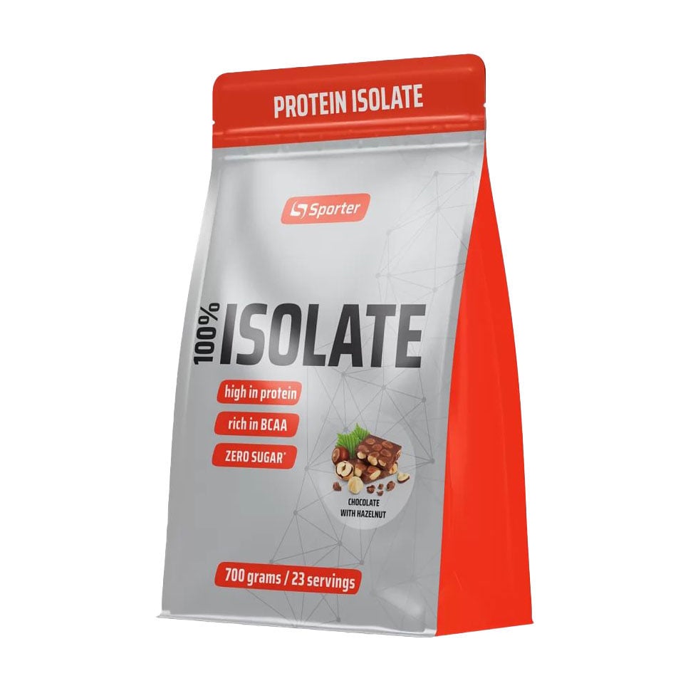 Ізолят сироваткового протеїну Sporter 100% Isolate Шоколад з фундуком, в порошку, 700 г