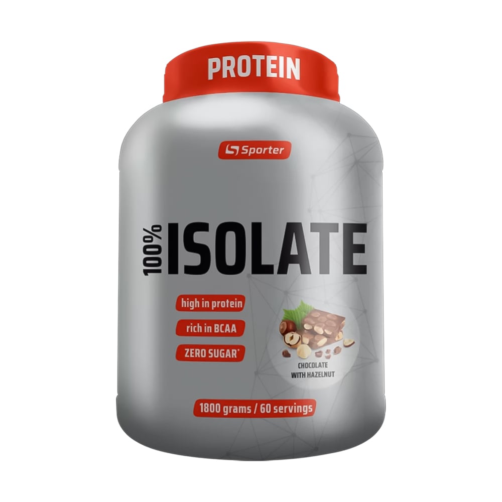 Ізолят сироваткового протеїну Sporter 100% Isolate Шоколад з фундуком, в порошку, 1.8 кг
